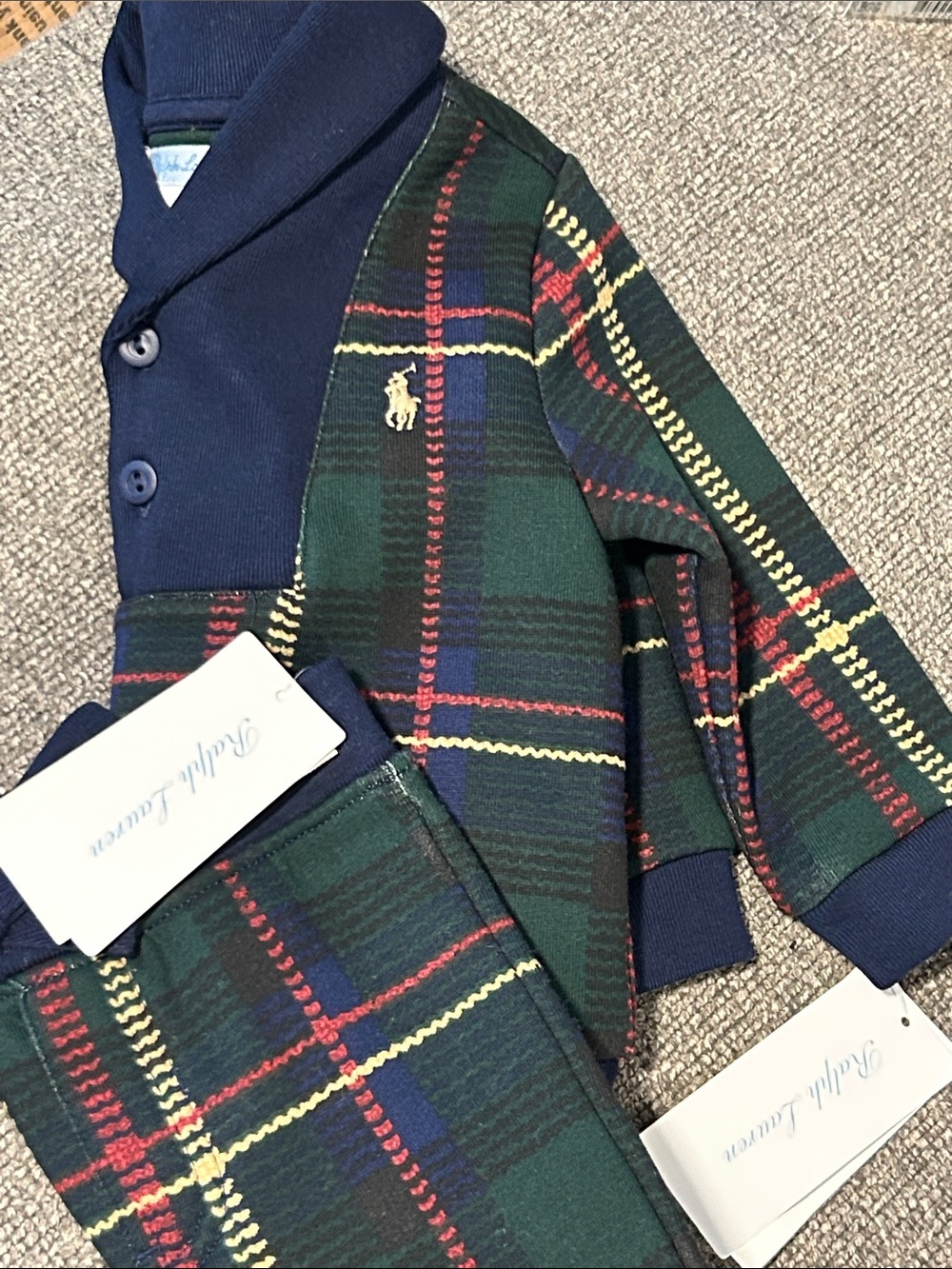 Ralph Lauren Green Tartan Shawl Collar Cardigan Set SOLD OUT 50% OFF SEND OFFER